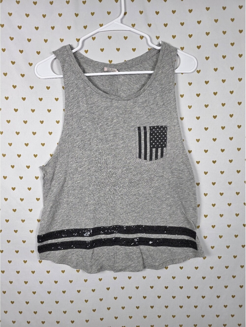 Victorias Secret PINK BLING Sequin USA America Sequined Tank Top XS
